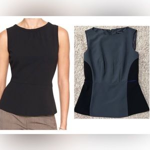 Banana Republic peplum zip back sleeveless dressy color block top w/ side accent